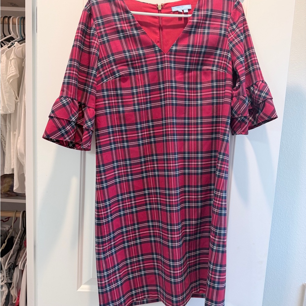Draper James Plaid Ruffle Sleeve Dress